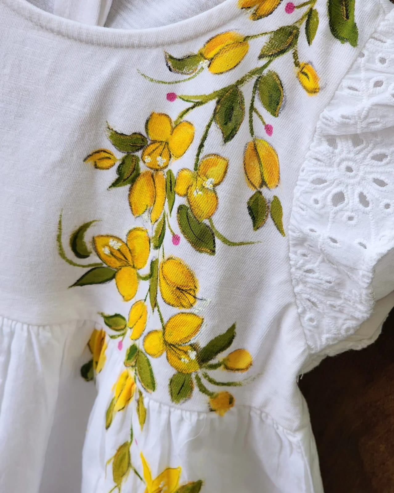 Floral Kids Frock – Customizable Pure Cotton Handpainted Dress